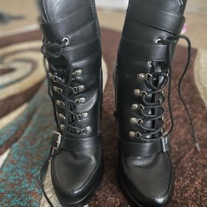 Black Faux Leather Booties